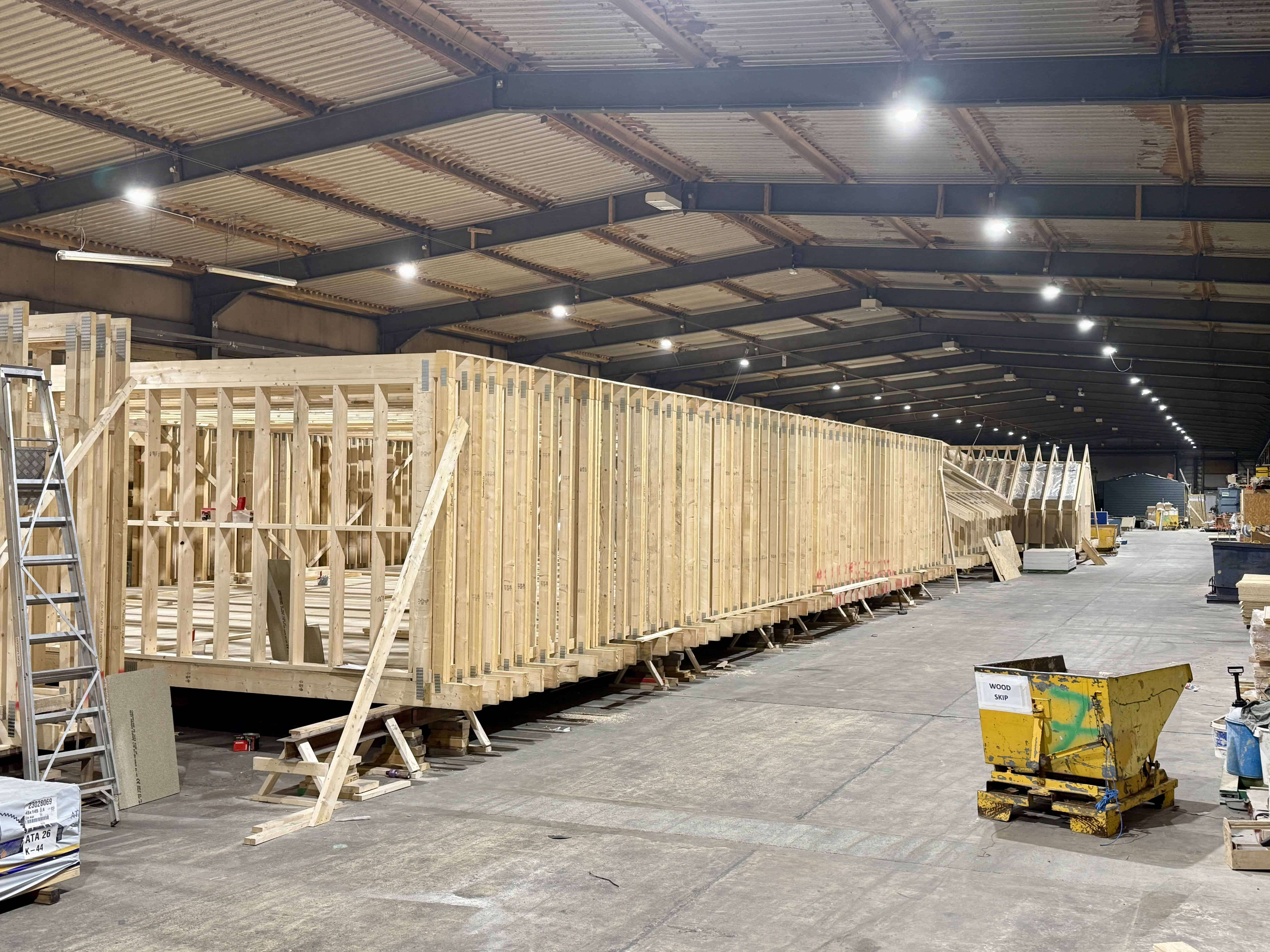 Moduloft floors being built inside the 60,000 square foot factory at Brompton on Swale, North Yorkshire